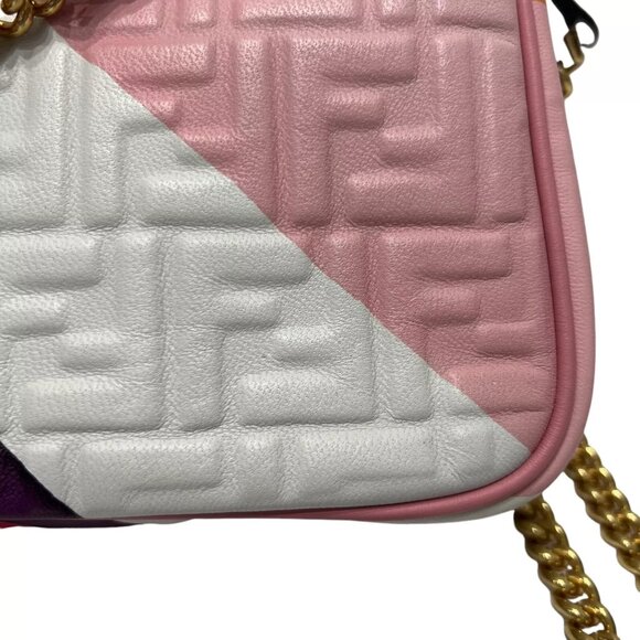 $3100 FENDI 2021 Multi Embossed FF Baguette Chain Crossbody Medium Leather Bag - Picture 9 of 15
